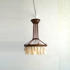 Batikierter Holzkronleuchter der Amsterdamer Schule, Louis Bogtman, 1920er Jahre