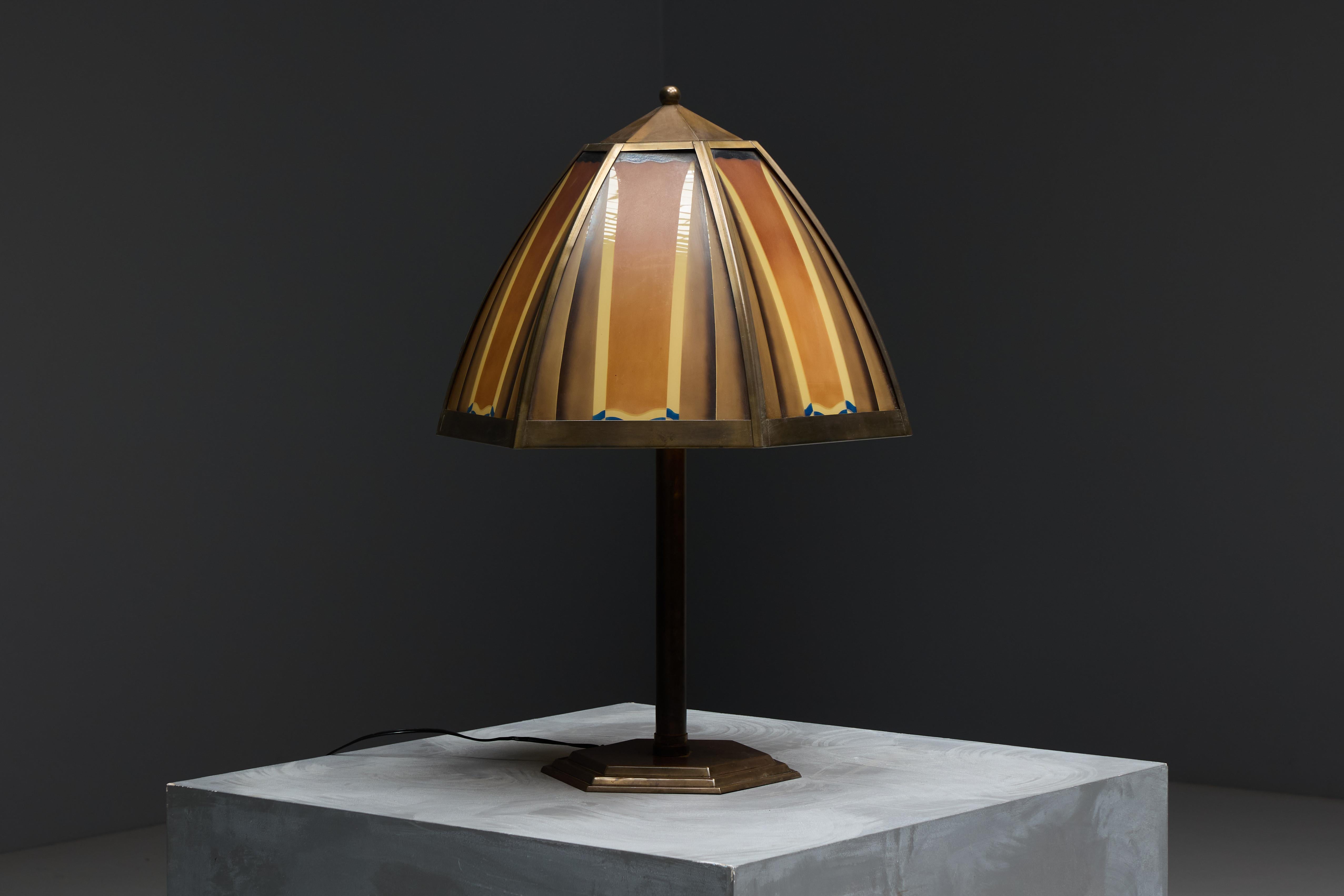Bronze-Tischlampe der Amsterdamer Schule, Niederlande, 1920er Jahre im Angebot 2
