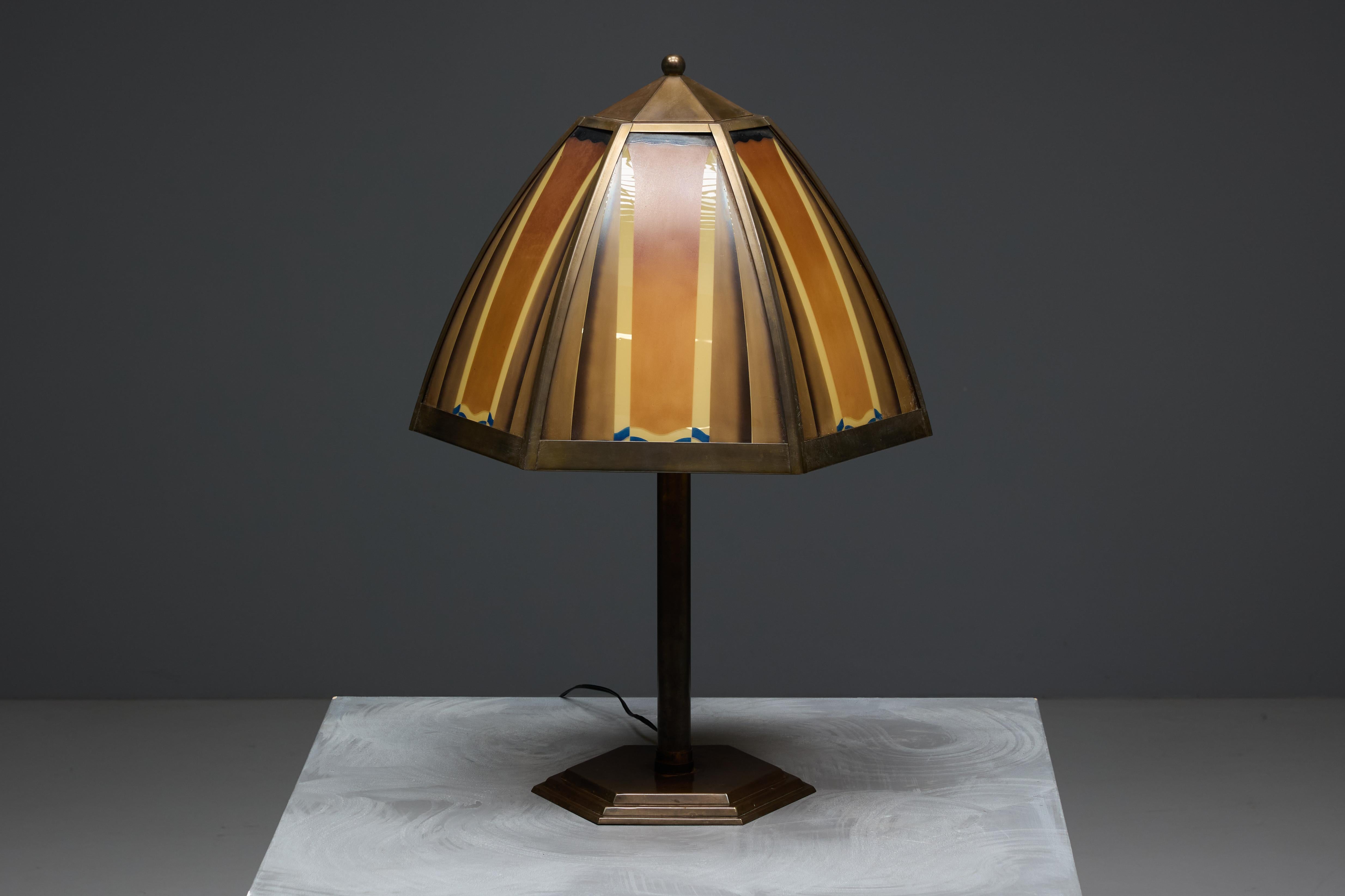 Bronze-Tischlampe der Amsterdamer Schule, Niederlande, 1920er Jahre im Angebot 3