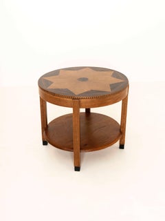 Amsterdam School Coffee Table with Star Design in the Top, the Netherlands 1930s