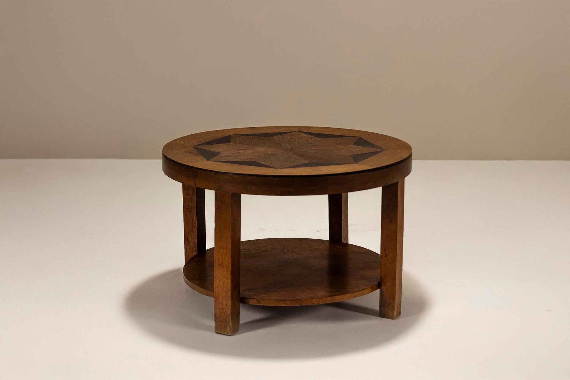 Art Deco Amsterdam School Coffee Table with Star-shaped Top, The Netherlands 1930s For Sale
