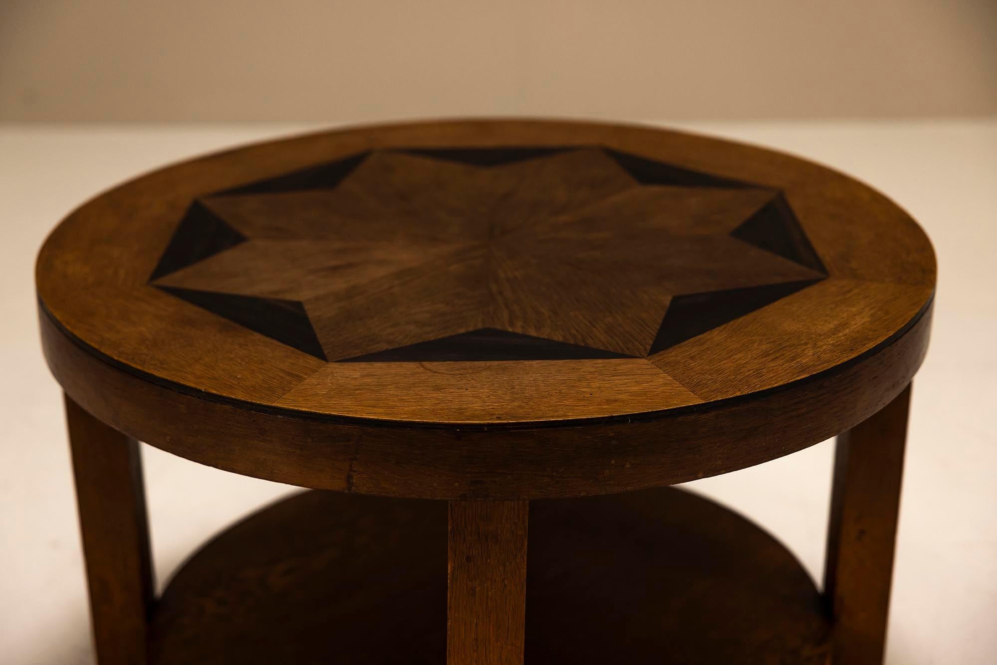 Mid-20th Century Amsterdam School Coffee Table with Star-shaped Top, The Netherlands 1930s For Sale