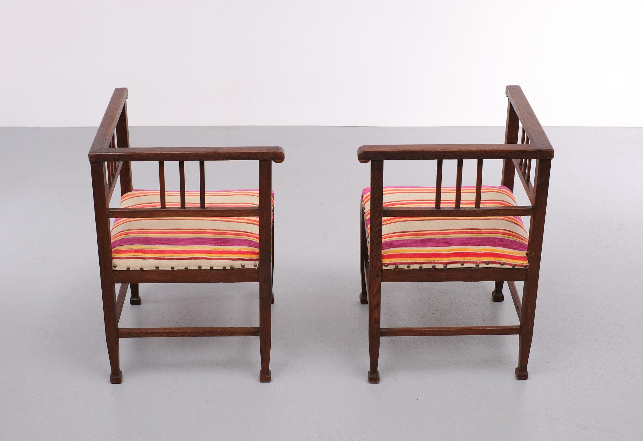 Amsterdam School Corner Chairs, 1920s, Holland In Good Condition For Sale In Den Haag, NL
