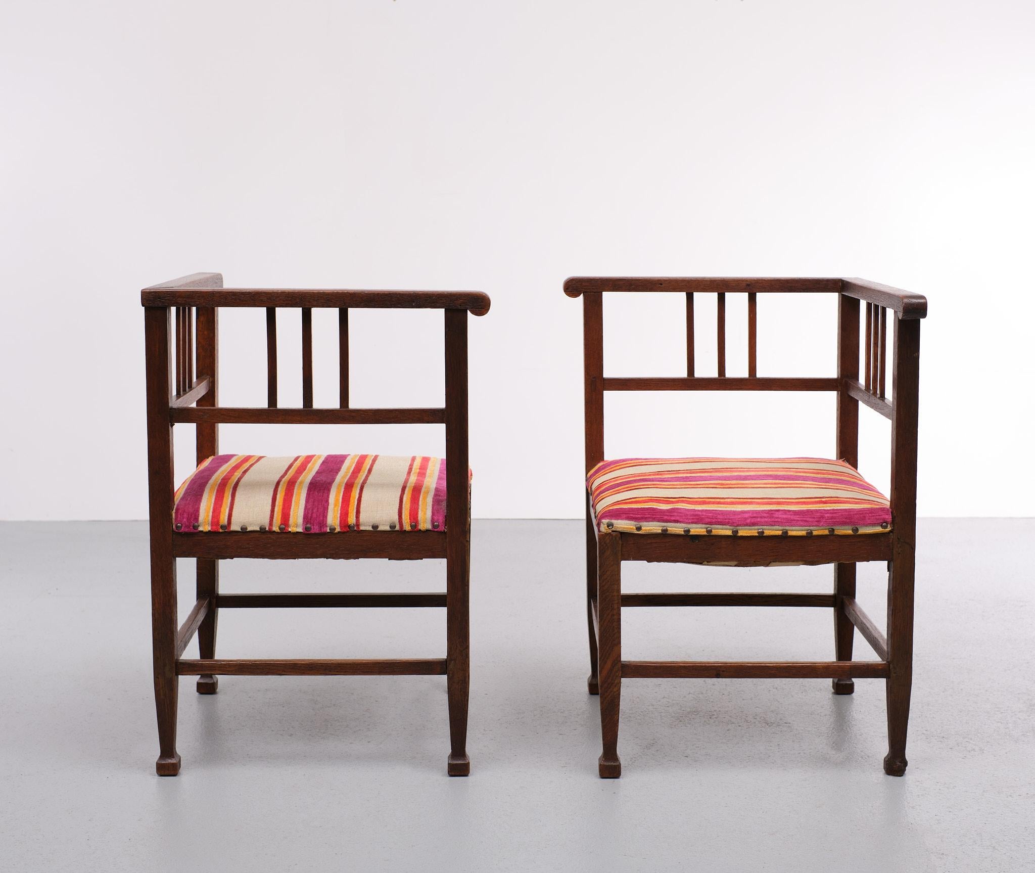 Early 20th Century Amsterdam School Corner Chairs, 1920s, Holland For Sale