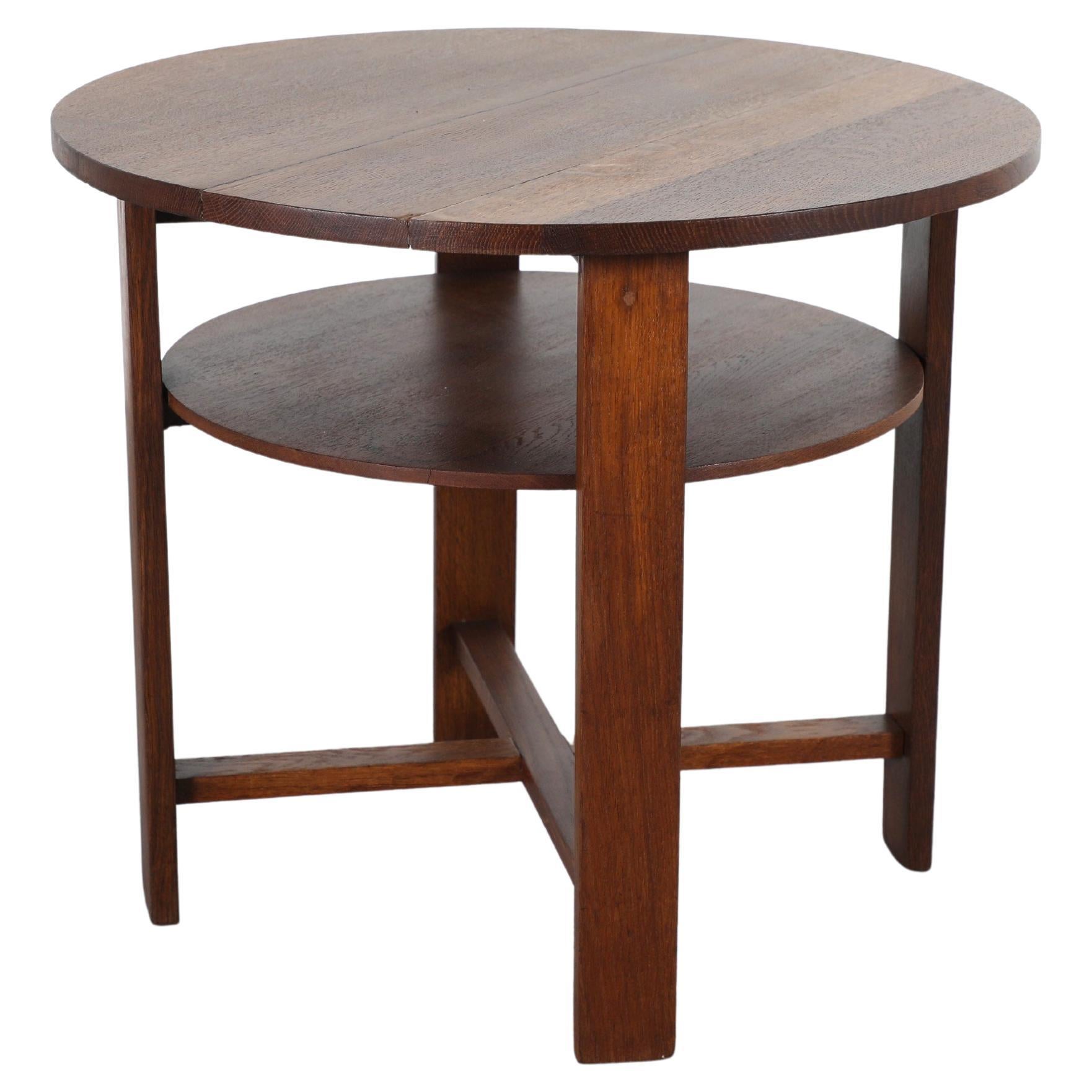 Table d
appoint en chêne à deux niveaux Amsterdam School Deco en vente