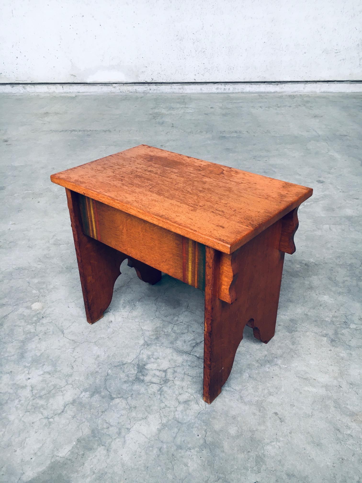Oak Amsterdam School Design Side Table, Netherlands 1920's For Sale