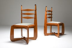 Amsterdam School Dutch Art Deco Expressive Chairs in Oak, Set of Six
