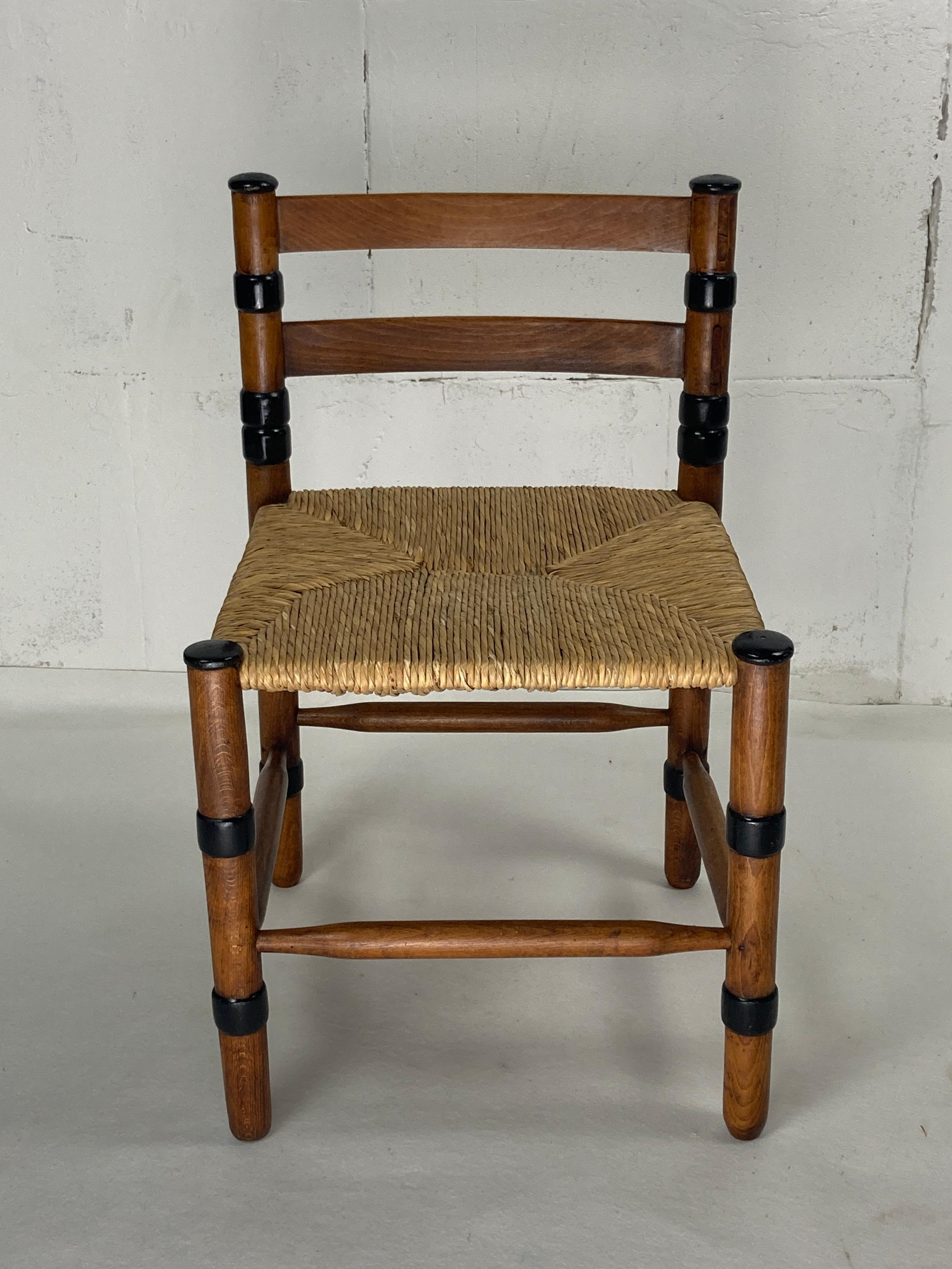 Art Deco Amsterdam school dutch art deco low rush side chair by jac. levee 1930s