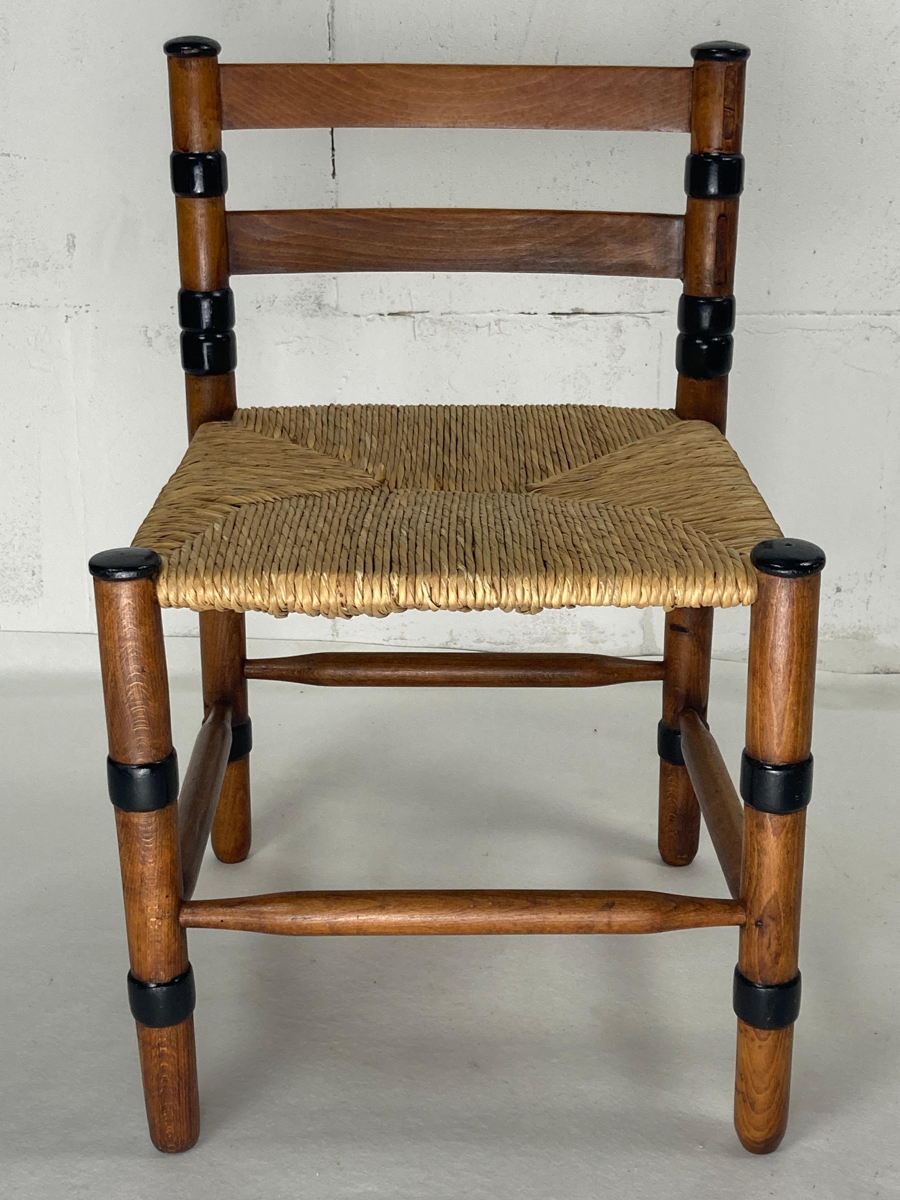 Dutch Amsterdam school dutch art deco low rush side chair by jac. levee 1930s