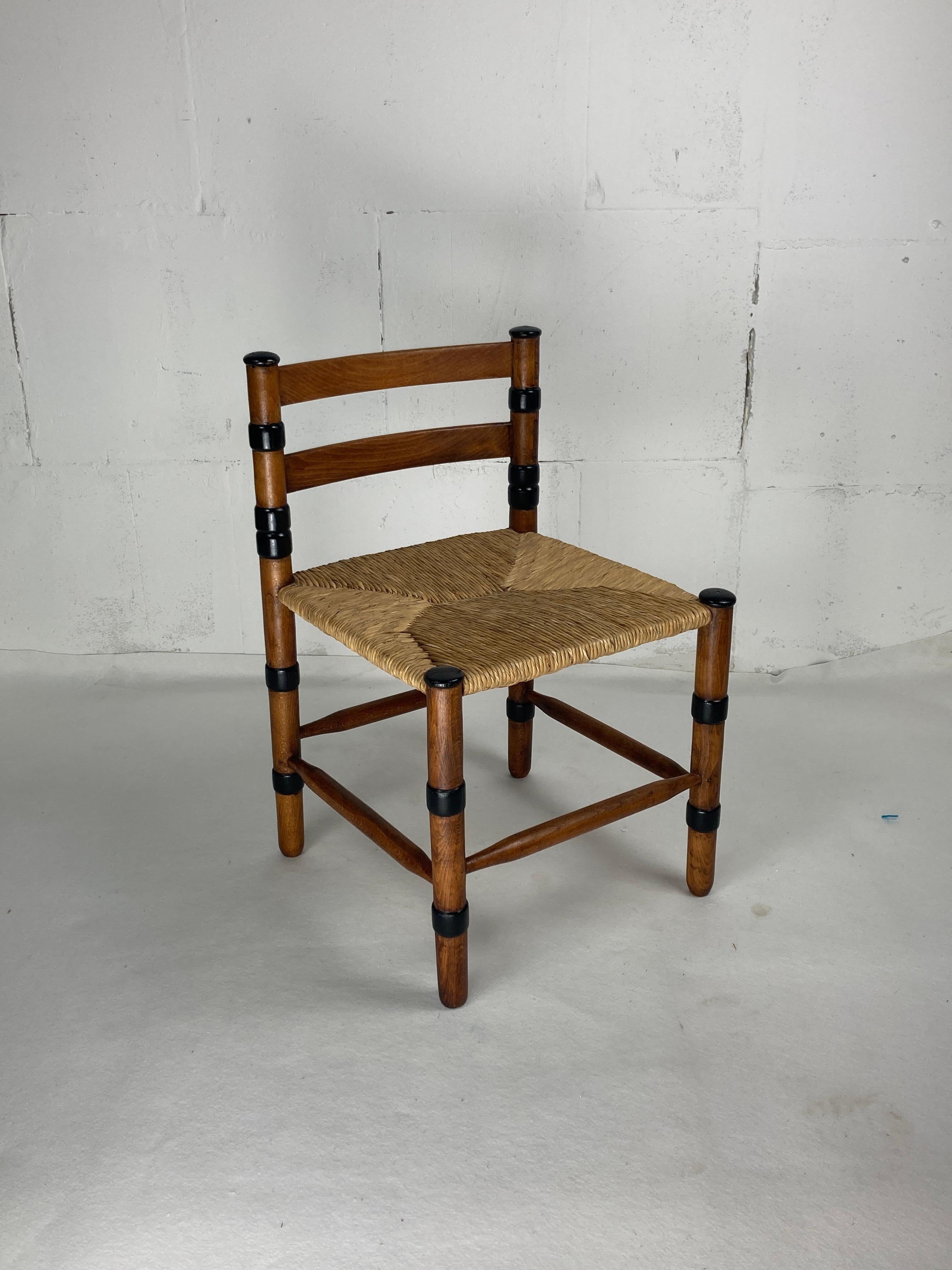 Mid-20th Century Amsterdam school dutch art deco low rush side chair by jac. levee 1930s