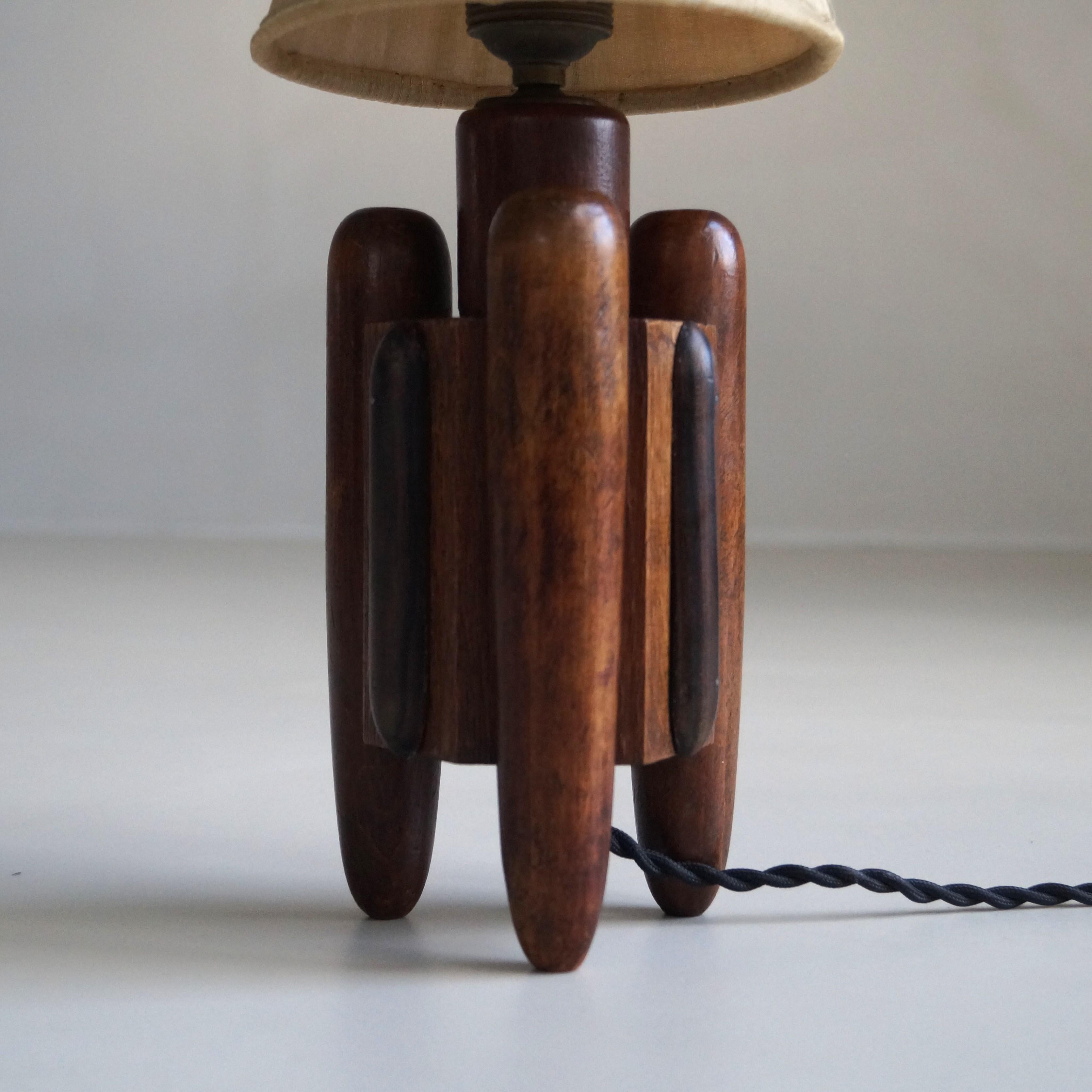 Amsterdam School Dutch Art Deco oak and macassar ebony table lamp, 1920s 6