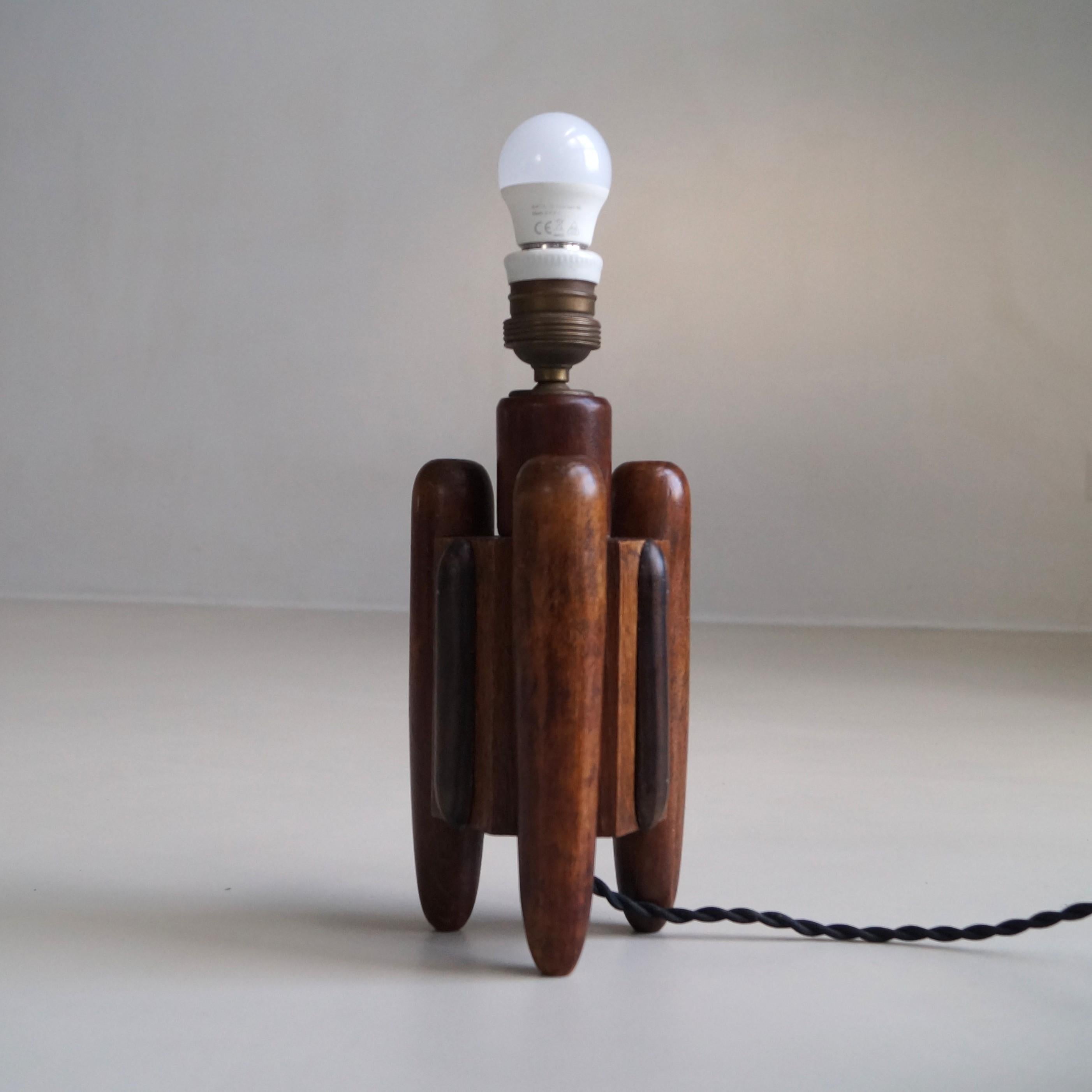 Amsterdam School Dutch Art Deco oak and macassar ebony table lamp, 1920s 9