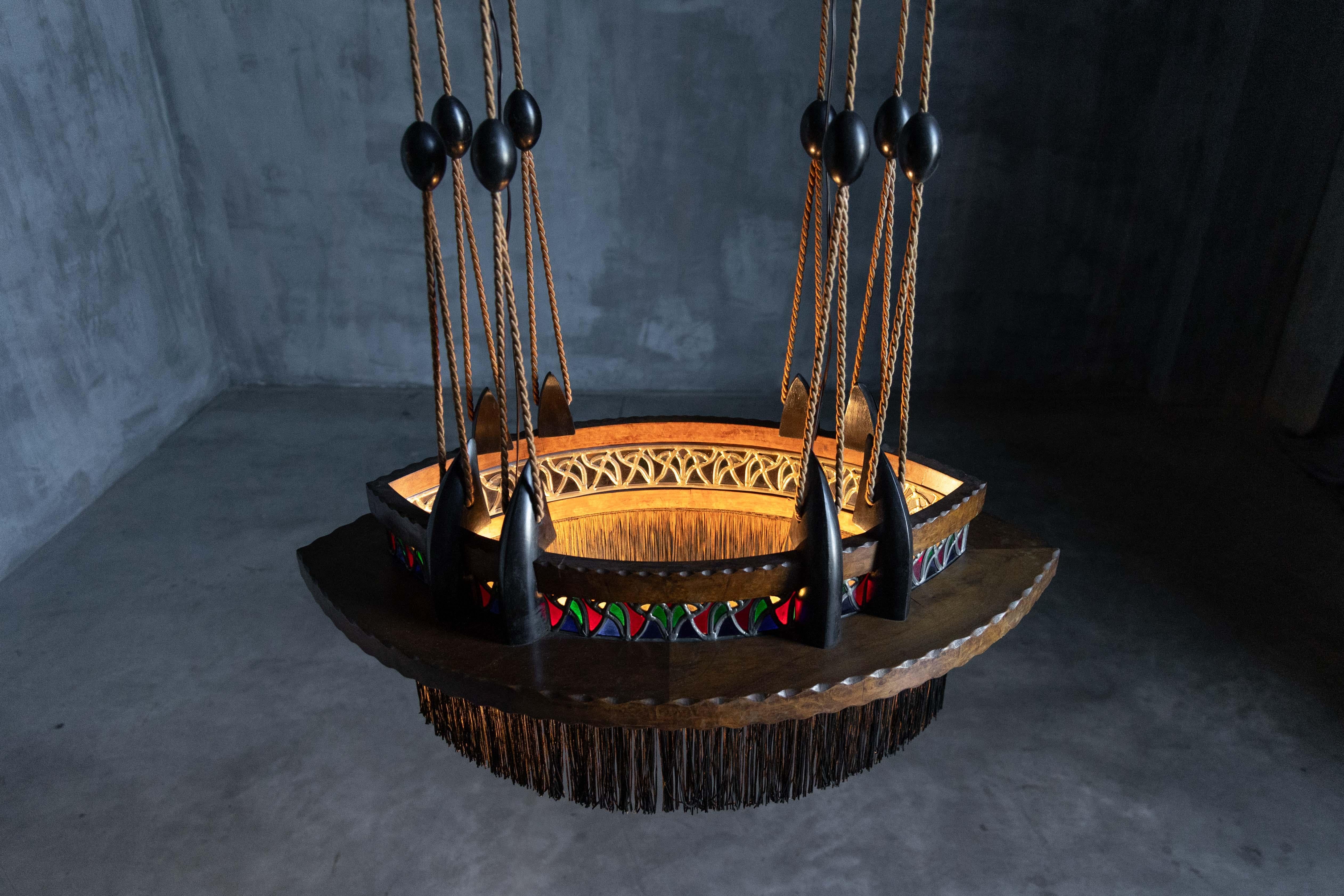 Amsterdam School Expressionist Chandelier, Netherlands, 1920s For Sale 3