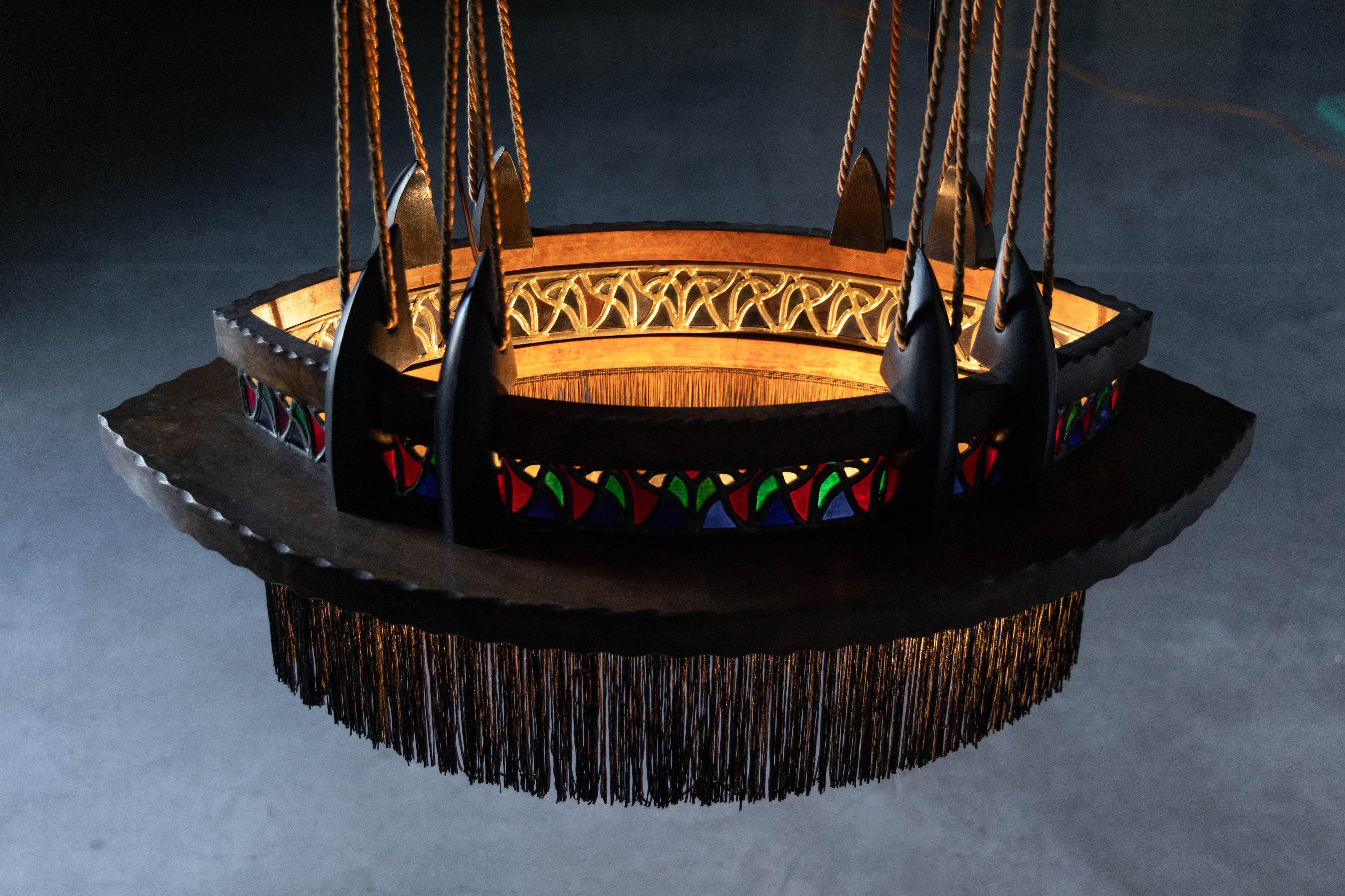 Amsterdam School Expressionist Chandelier, Netherlands, 1920s For Sale 4