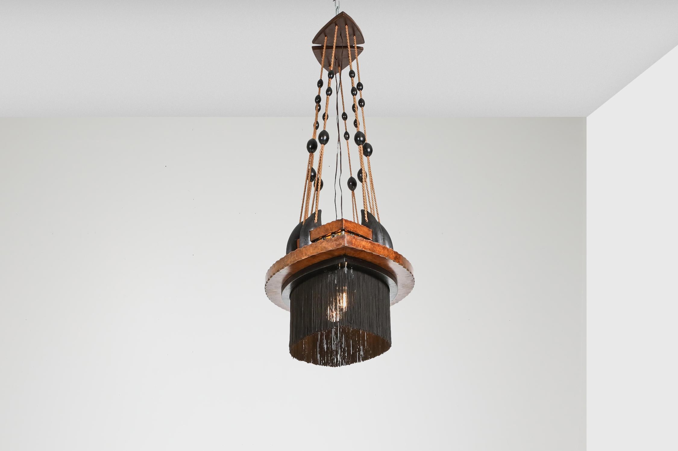 Amsterdam School Expressionist Chandelier, Netherlands, 1920s For Sale 9