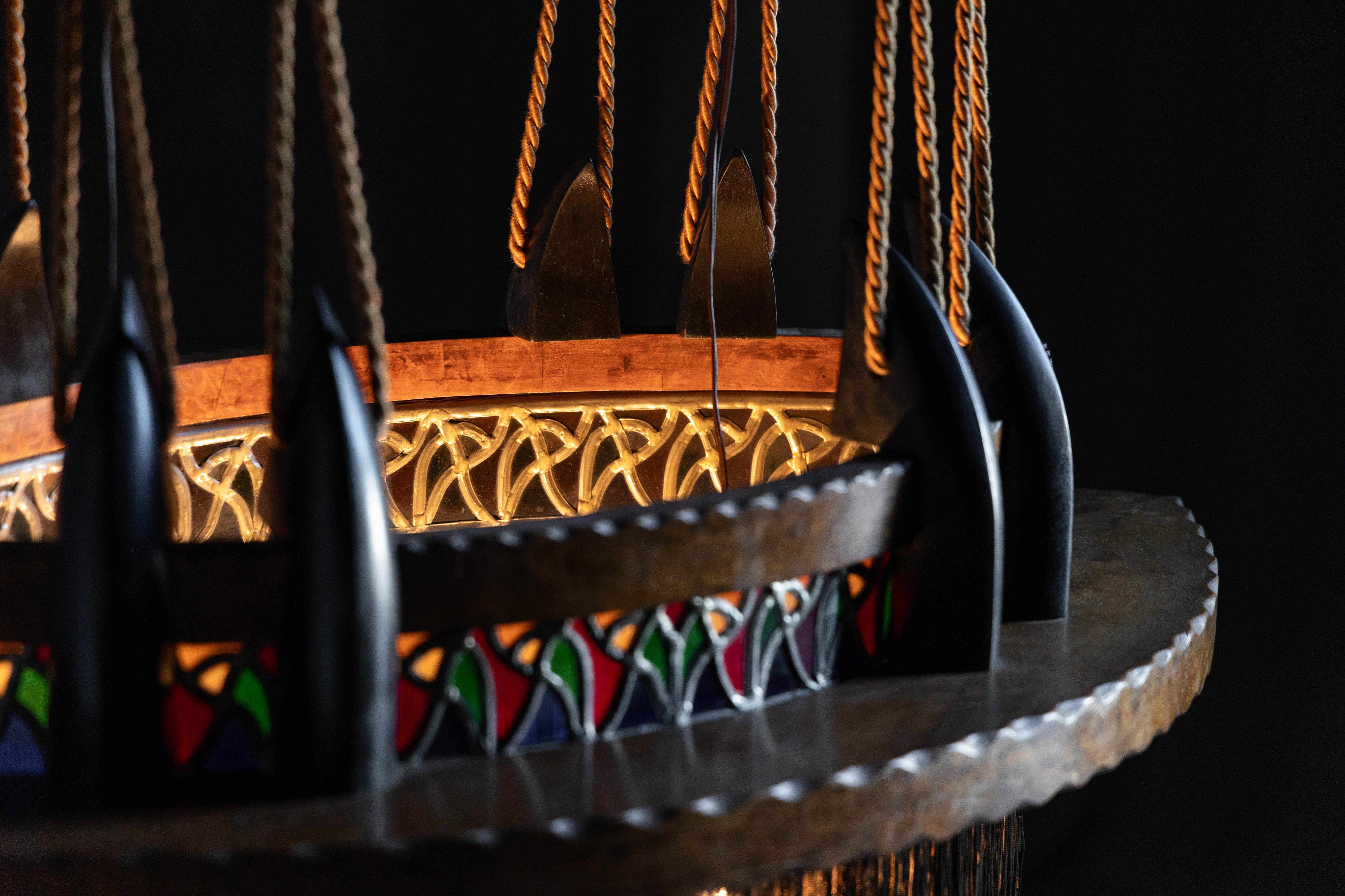 Art Deco Amsterdam School Expressionist Chandelier, Netherlands, 1920s For Sale