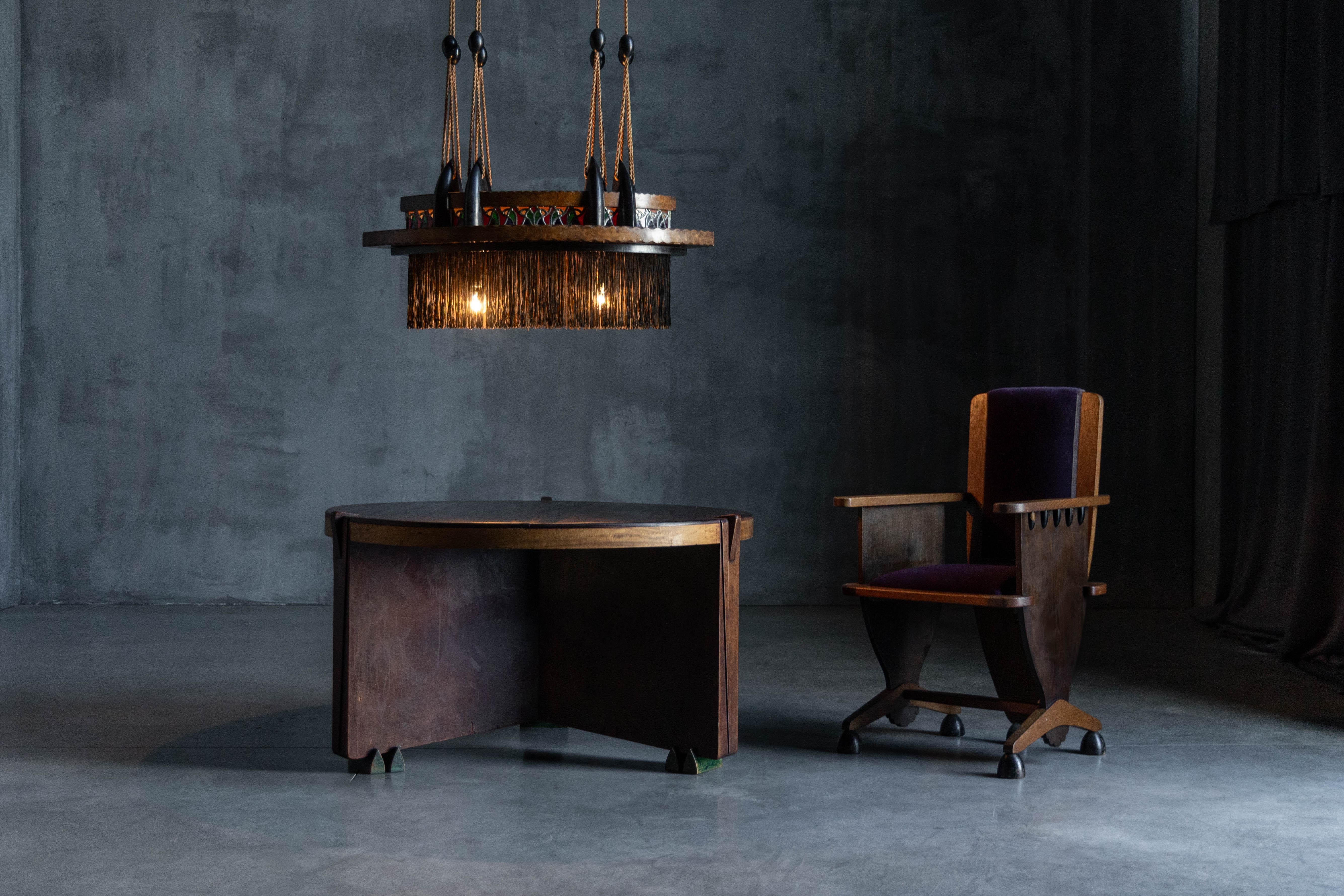 Dutch Amsterdam School Expressionist Chandelier, Netherlands, 1920s For Sale