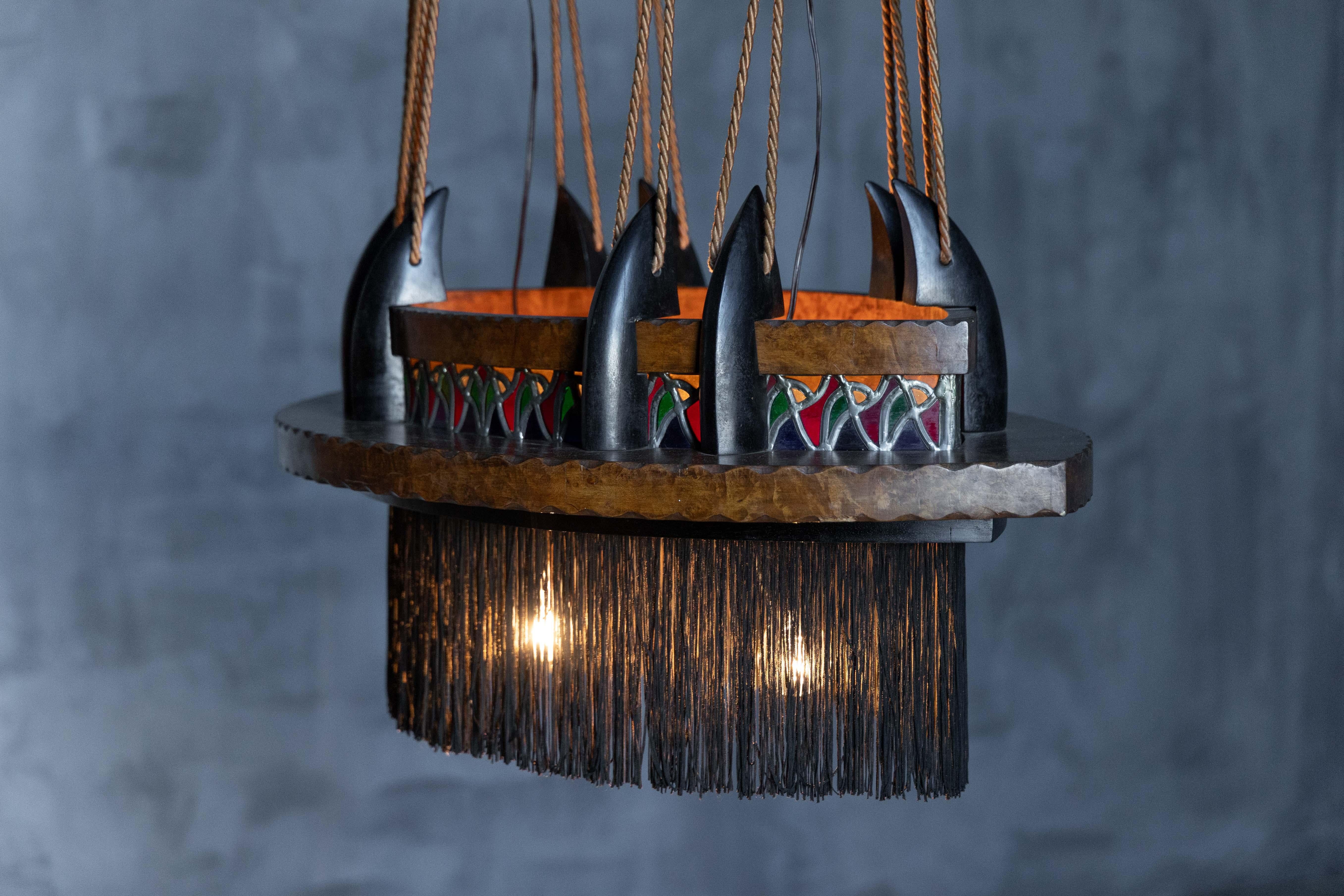 Amsterdam School Expressionist Chandelier, Netherlands, 1920s In Excellent Condition For Sale In Antwerp, BE