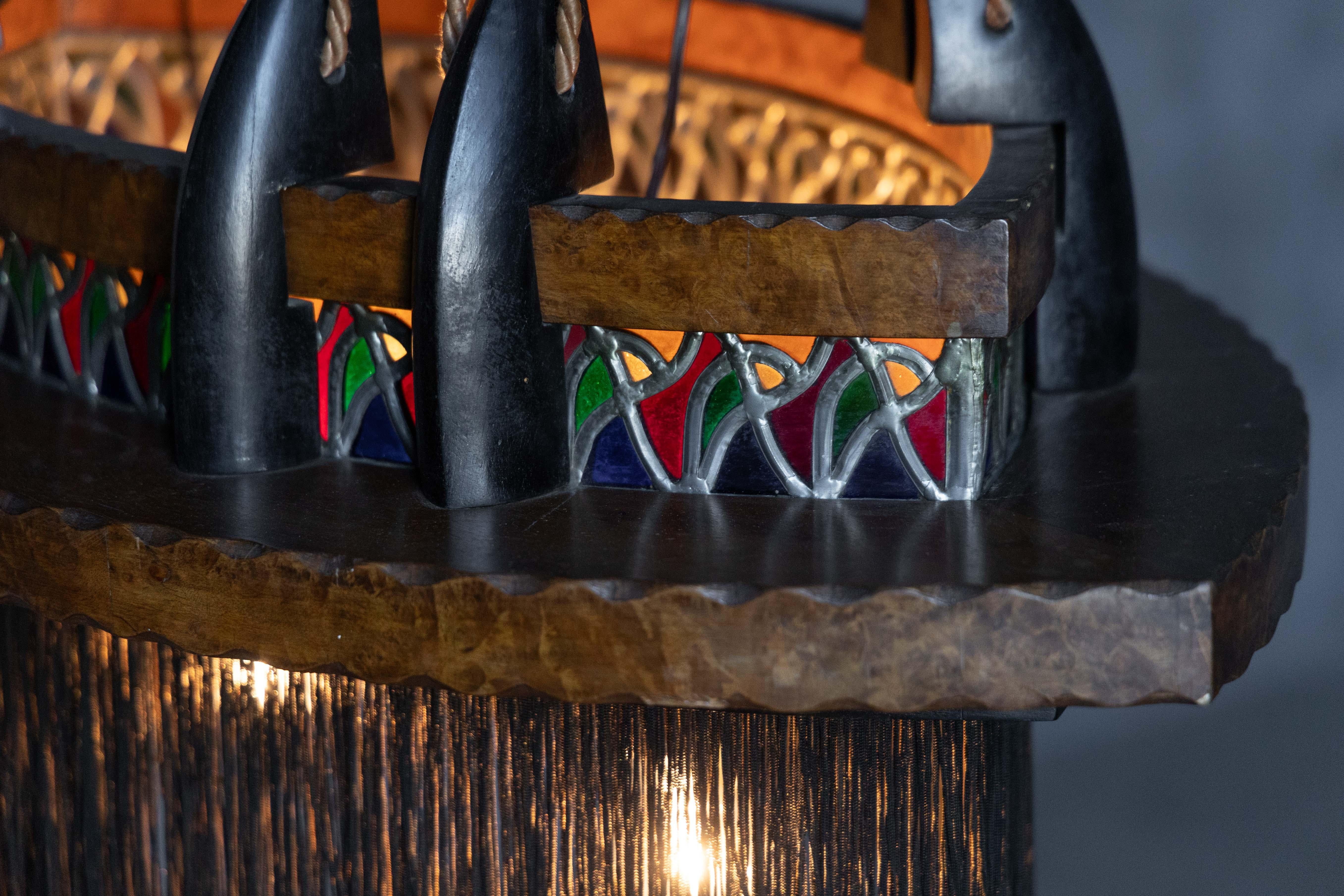 Early 20th Century Amsterdam School Expressionist Chandelier, Netherlands, 1920s For Sale