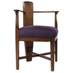 Amsterdam School Mahogany Corner Chair by Jac van den Bosch, Netherlands 1910s