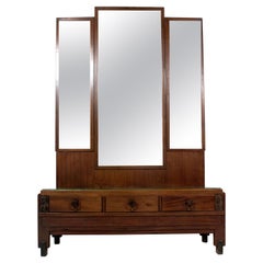 Amsterdam School Mahogany Dressing, Hall Cabinet with Three Mirrors, ±1920s