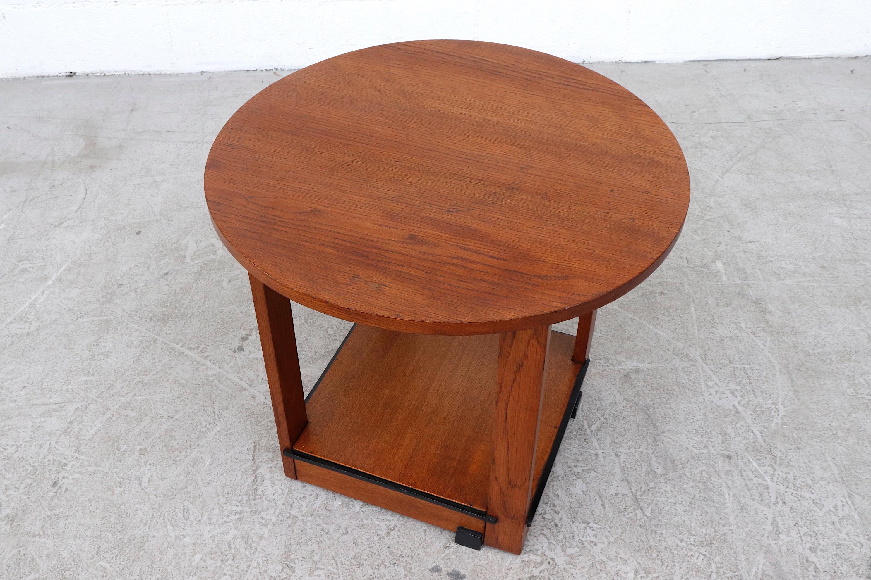 Mid-20th Century Amsterdam School Oak Side Table