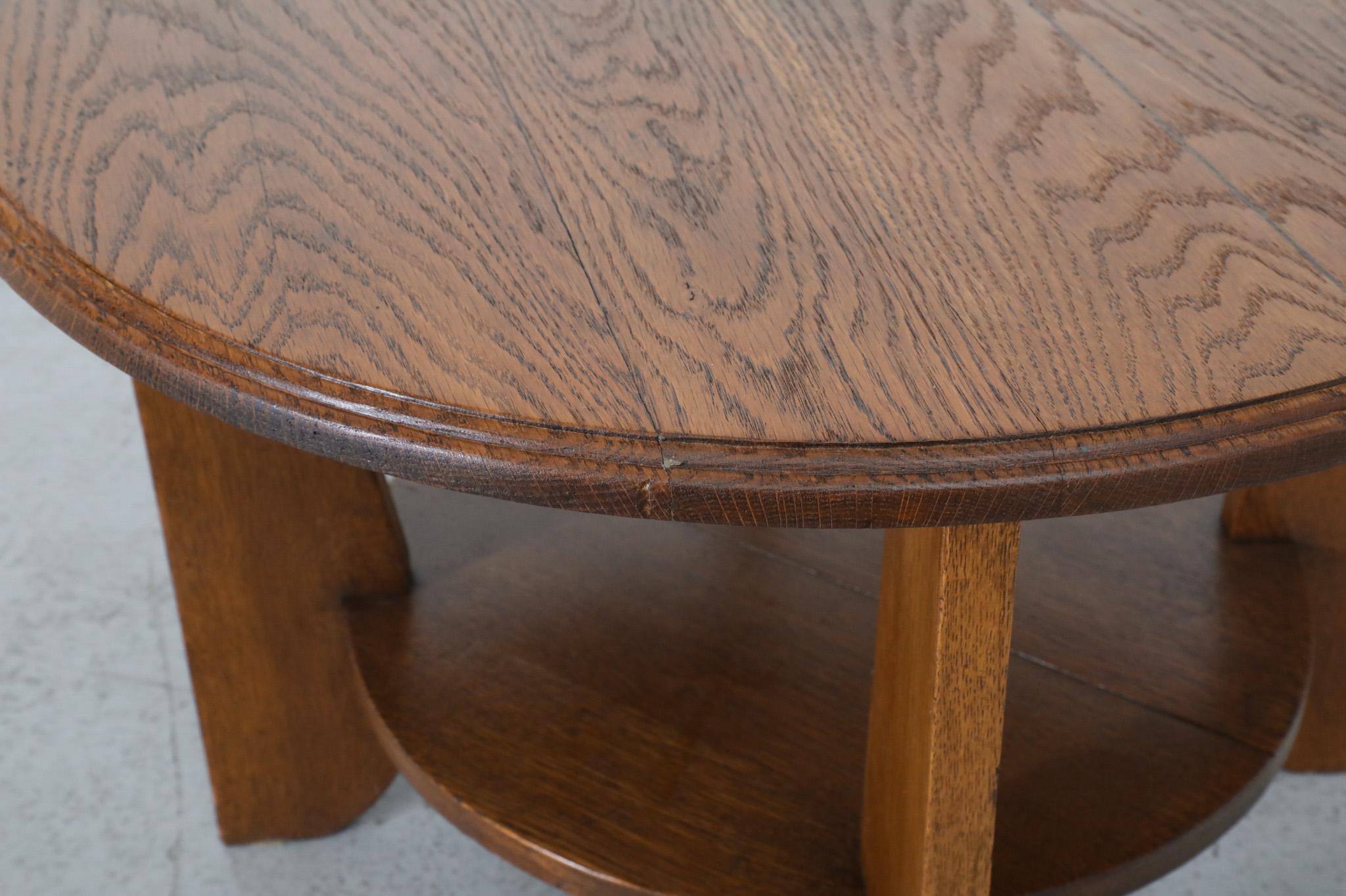 Amsterdam School Oak Two Tiered Art Deco Side Table, Nightstand or Plant Stand 5