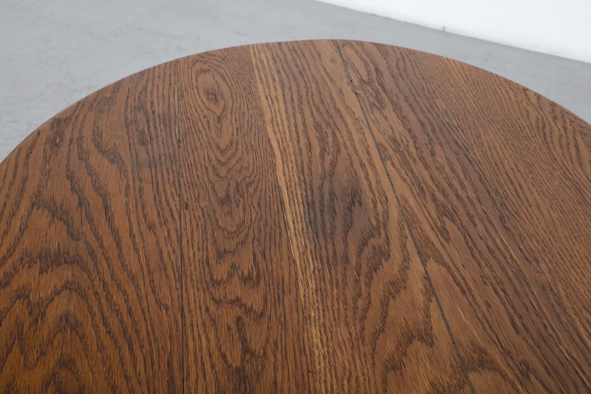Amsterdam School Oak Two Tiered Art Deco Side Table, Nightstand or Plant Stand 6
