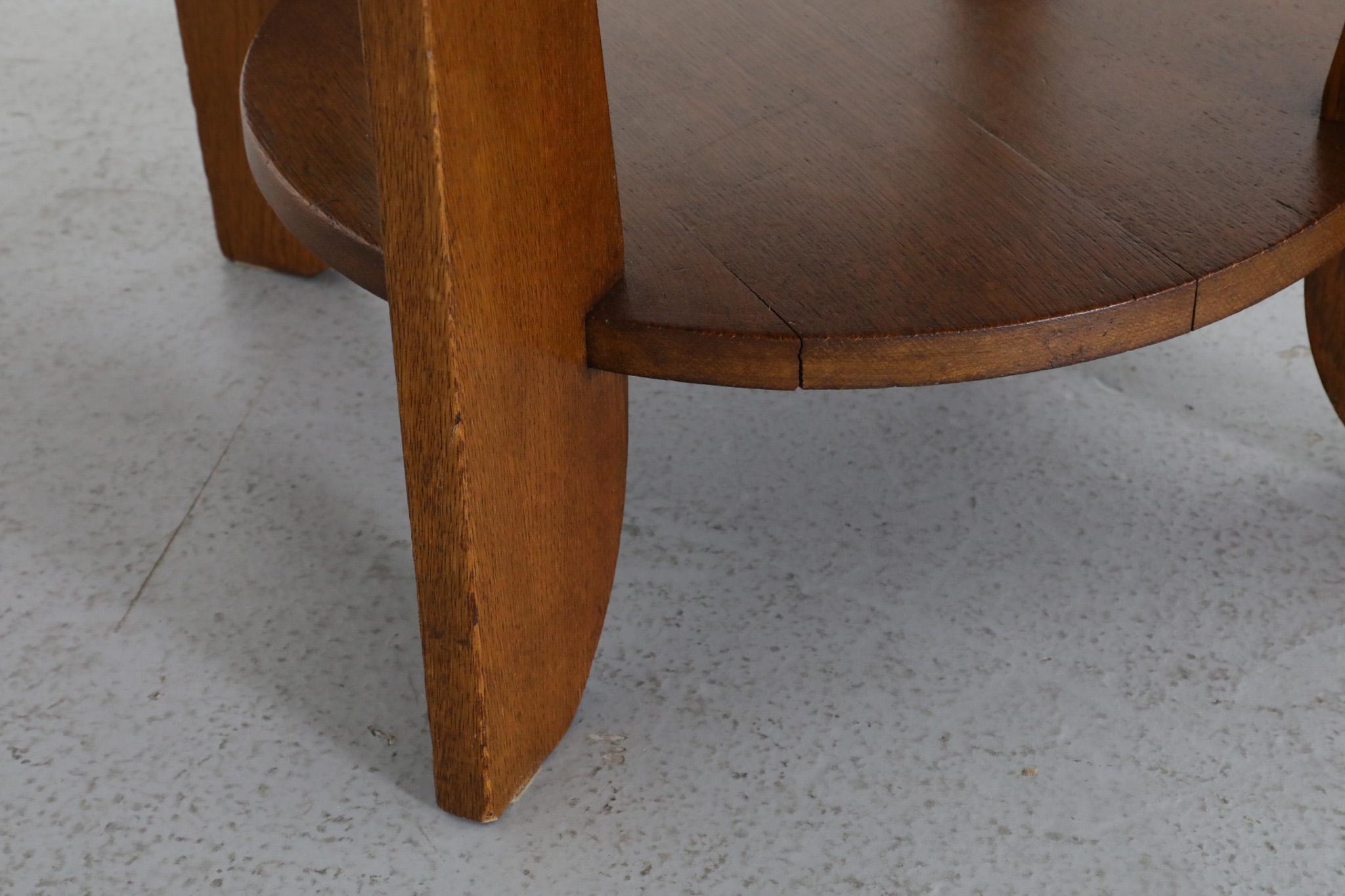 Amsterdam School Oak Two Tiered Art Deco Side Table, Nightstand or Plant Stand 8
