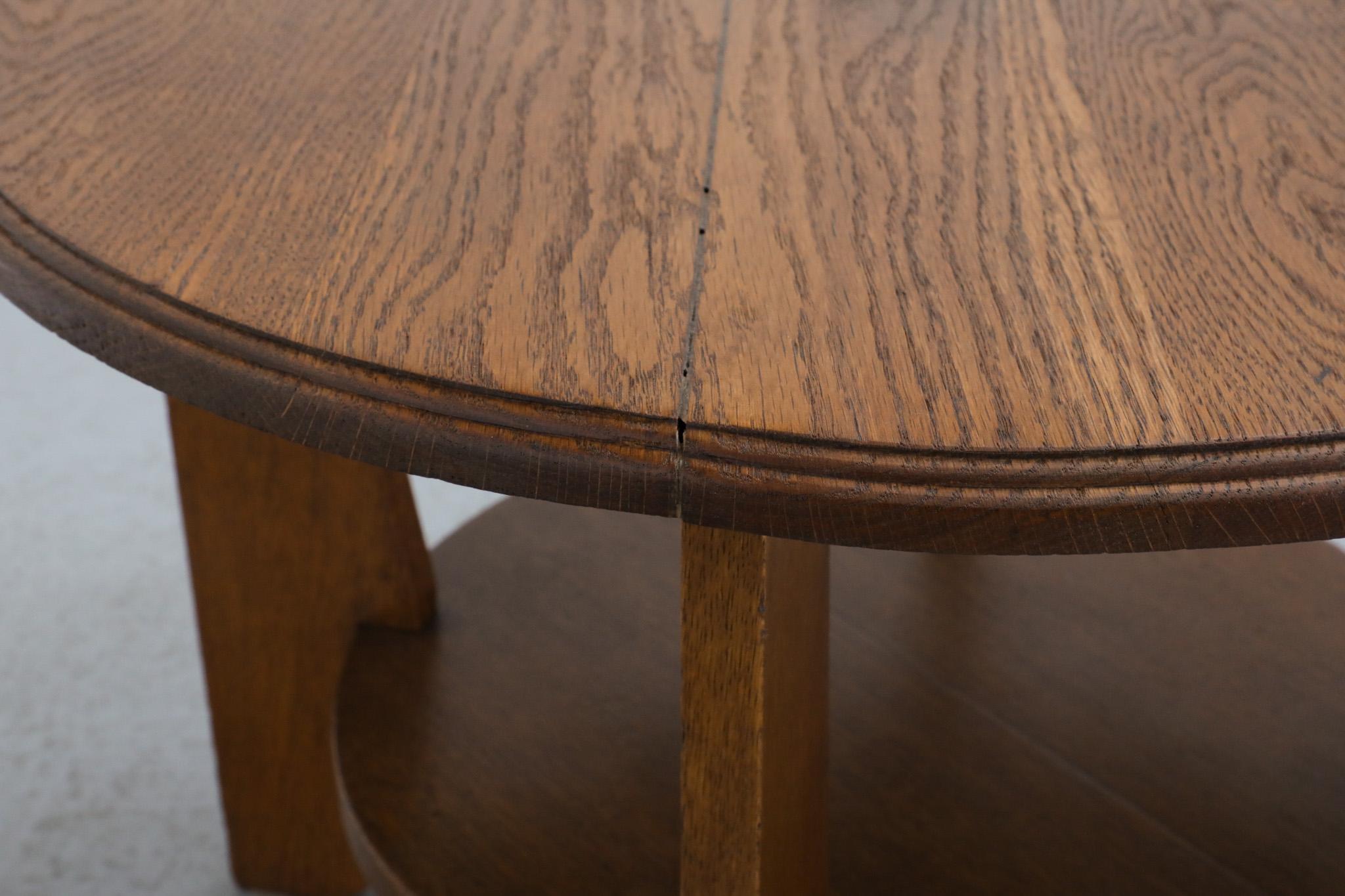 Amsterdam School Oak Two Tiered Art Deco Side Table, Nightstand or Plant Stand 9