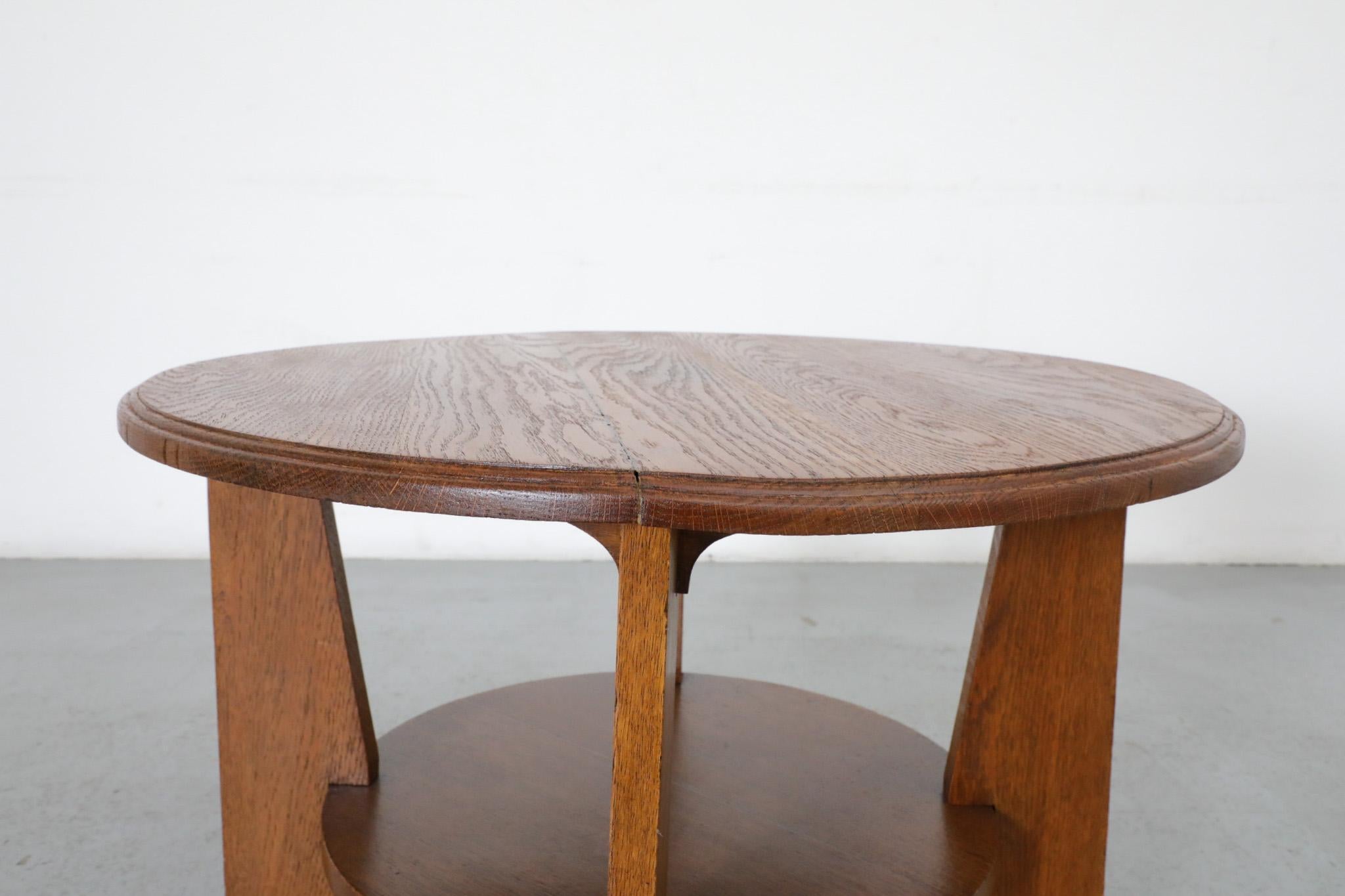 Amsterdam School Oak Two Tiered Art Deco Side Table, Nightstand or Plant Stand 10