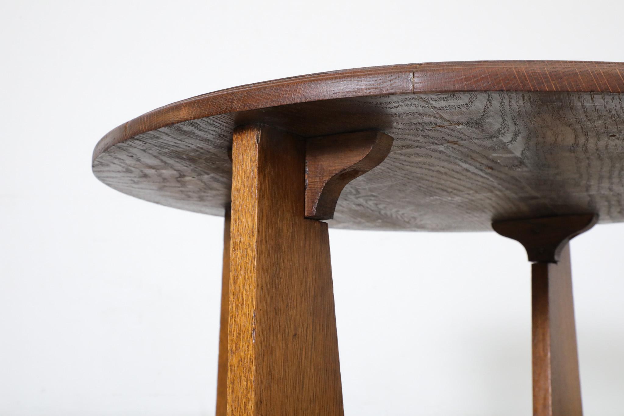 Amsterdam School Oak Two Tiered Art Deco Side Table, Nightstand or Plant Stand 11