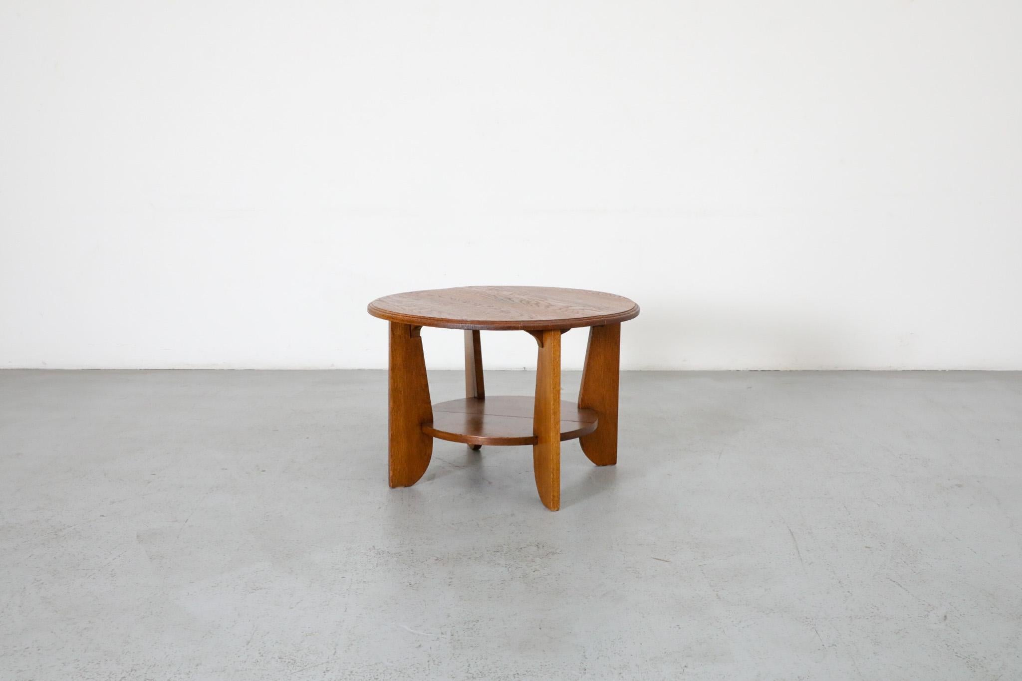 Amsterdam School Oak Two Tiered Art Deco Side Table, Nightstand or Plant Stand In Good Condition In Los Angeles, CA