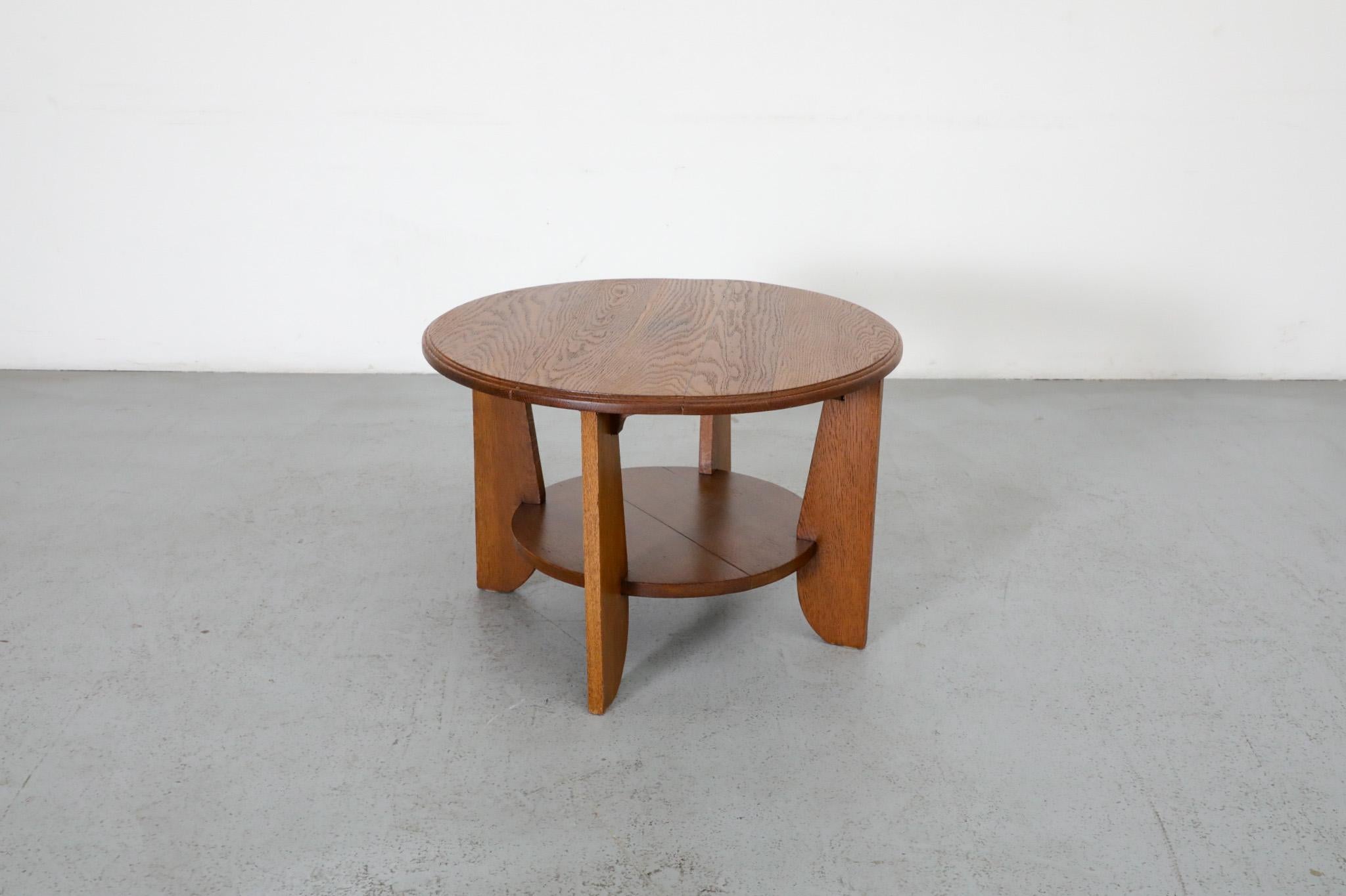 Amsterdam School Oak Two Tiered Art Deco Side Table, Nightstand or Plant Stand 1