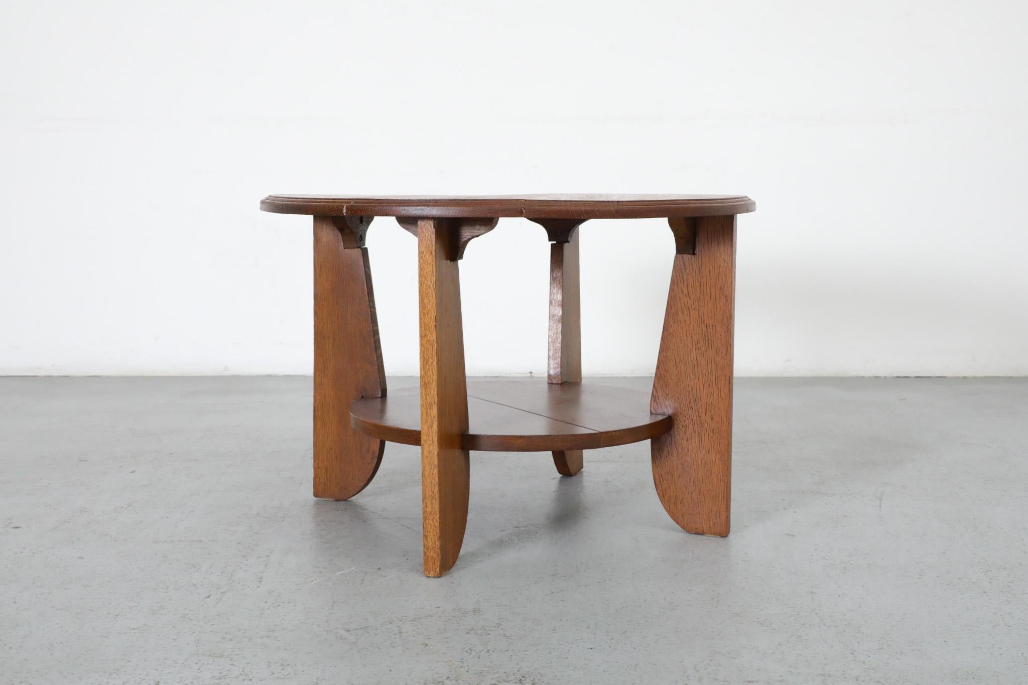 Amsterdam School Oak Two Tiered Art Deco Side Table, Nightstand or Plant Stand 3