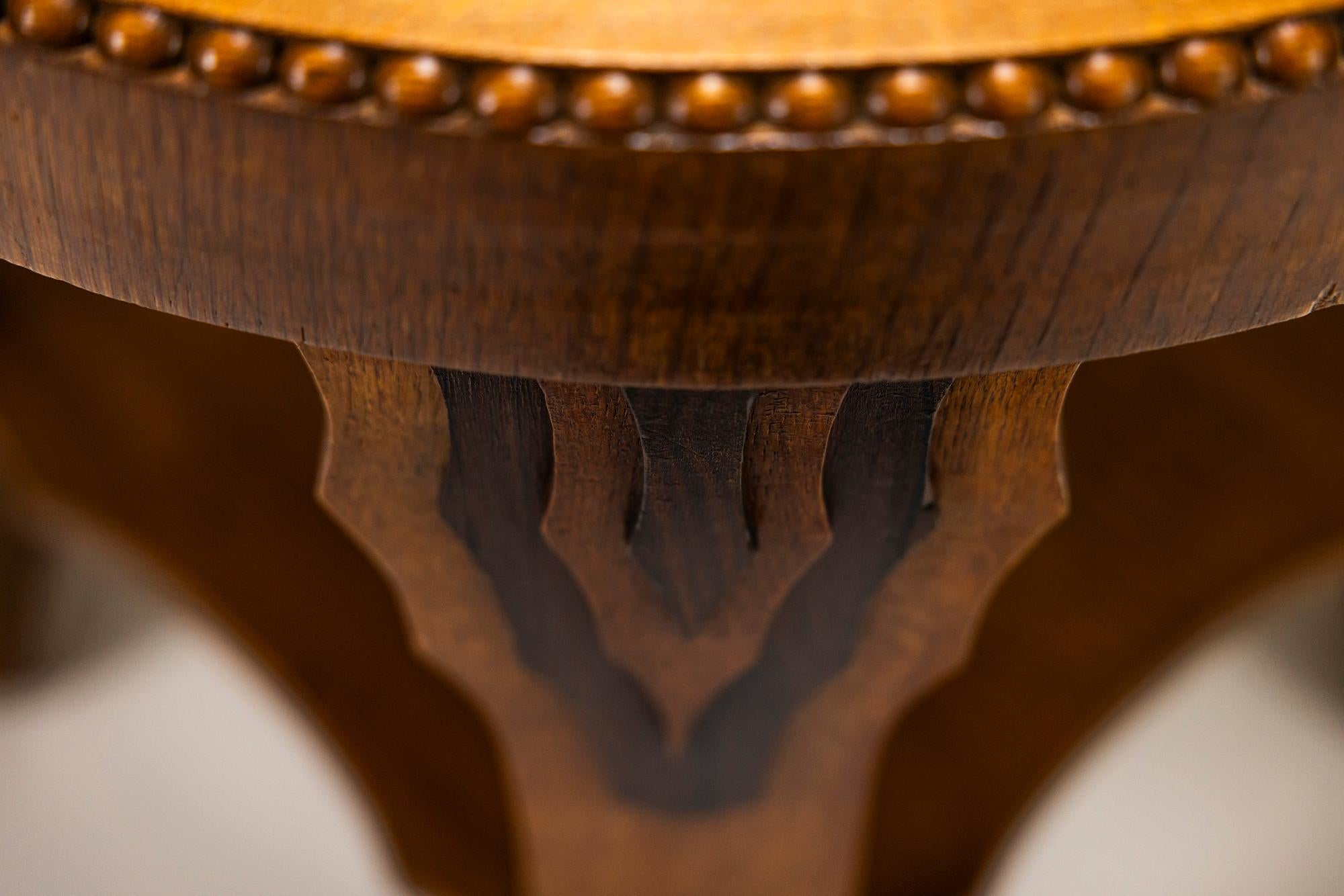 Amsterdam School Round Side Table in Oak and Ebony, 1930s 4