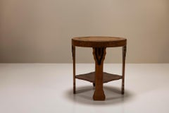 Amsterdam School Round Side Table in Oak and Ebony, 1930s