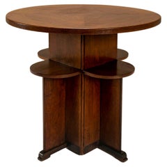 Amsterdam School Side Table in Massive Oak with Coromandel, the Netherlands 1920