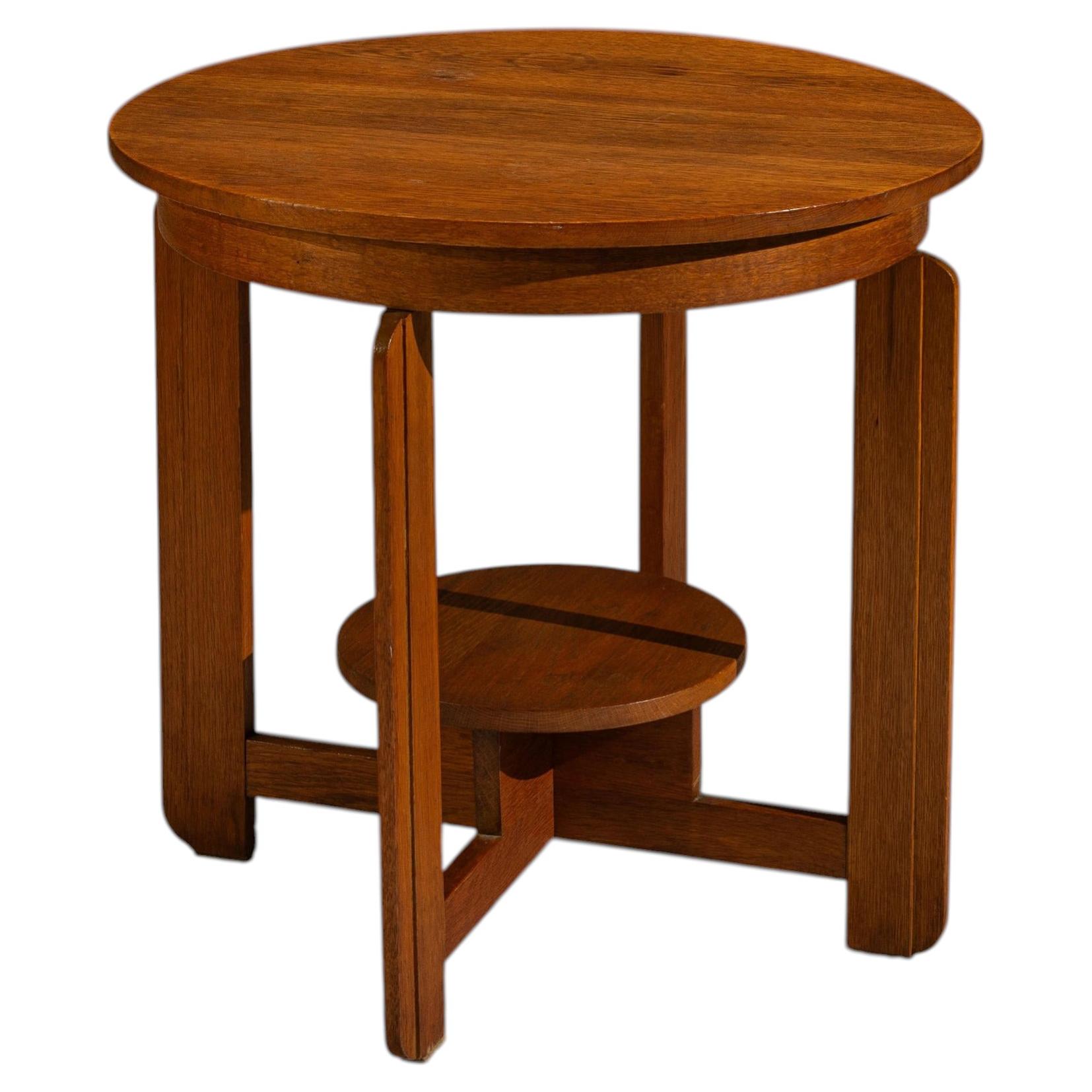 Amsterdam School Side Table in Oak, The Netherlands 1920's