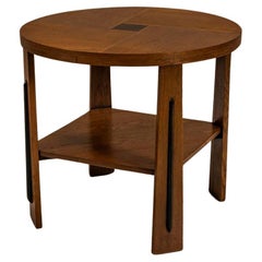 Amsterdam School Side Table In Oak With Ebony Accent, The Netherlands 1930's