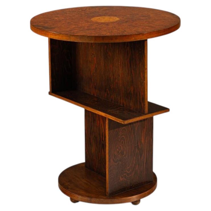 Amsterdam School Side Table in Rosewood and Burl Veneer, 1920s