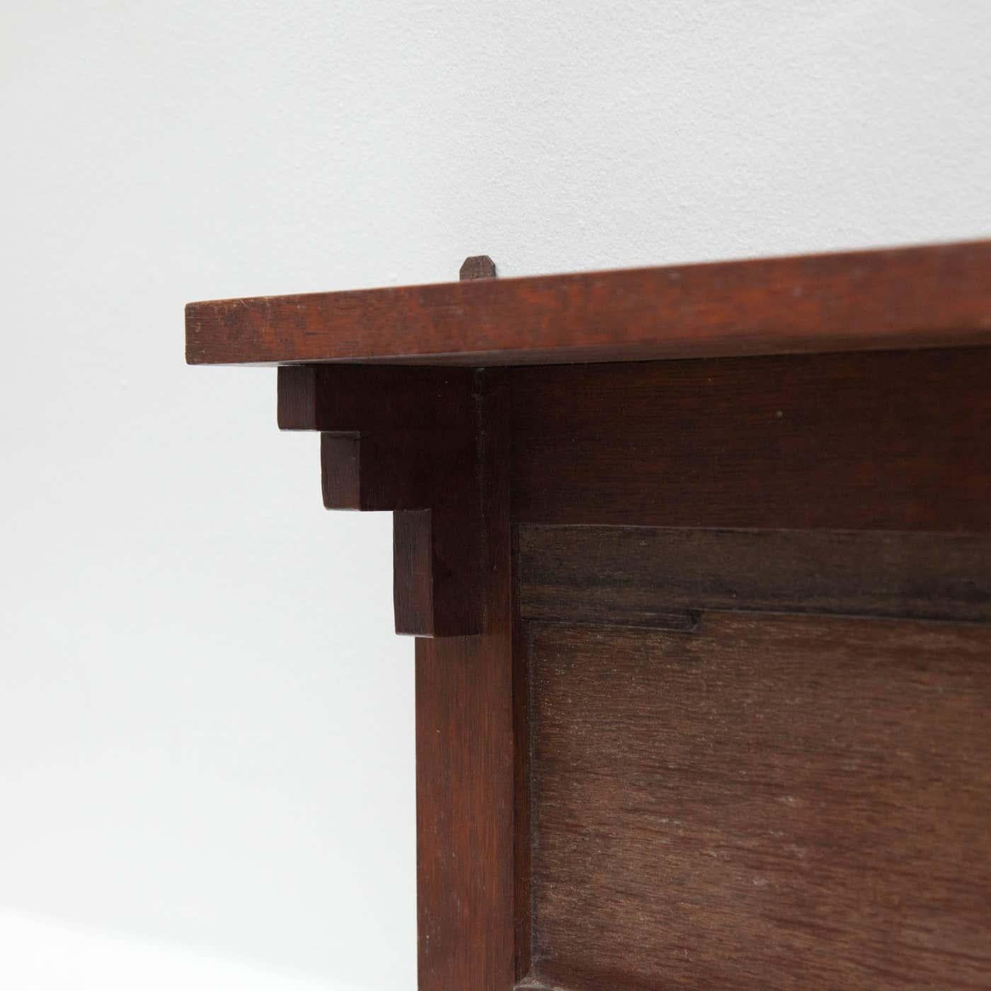 Mid-20th Century Amsterdam School Style Coat Rack Wood and Metal Hooks, circa 1940 For Sale