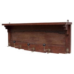 Used Amsterdam School Style Coat Rack Wood and Metal Hooks, circa 1940