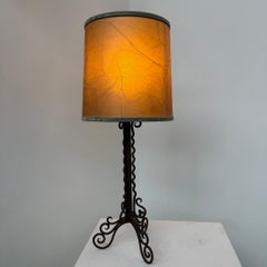 Amsterdam School Table Lamp in Wrought Iron with Parchment Shade 1930s