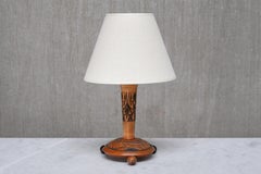 Amsterdam School Table Lamp with Incised Foliate Decoration, Netherlands, 1920s