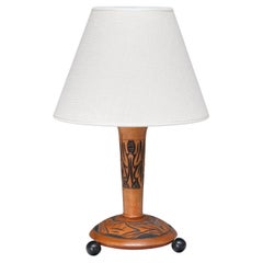 Amsterdam School Table Lamp with Incised Foliate Decoration, Netherlands, 1920s
