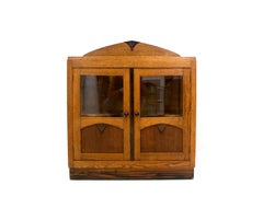 Amsterdam School Tea Cabinet with Glass Display, Netherlands, 1920s