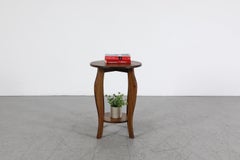 Amsterdam School Two-Tier Oak Side Table with Carved Legs