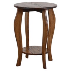 Amsterdam School Two-Tier Oak Side Table with Carved Legs