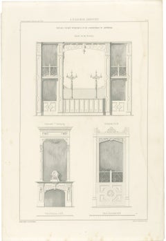 Amsterdam Shop Chimneypiece, Dutch Architecture Print, Leliman, 1865-1866